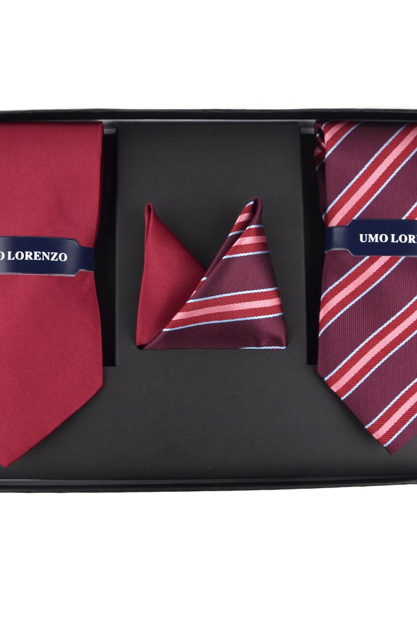 2 Tie + Hanky Box Set - Red    tie selini- Tilden Co.