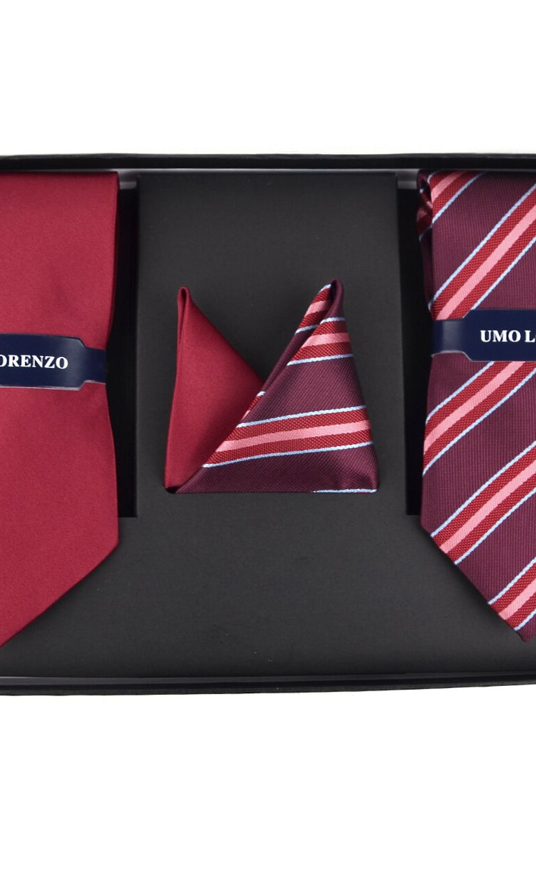 2 Tie + Hanky Box Set - Red    tie selini- Tilden Co.