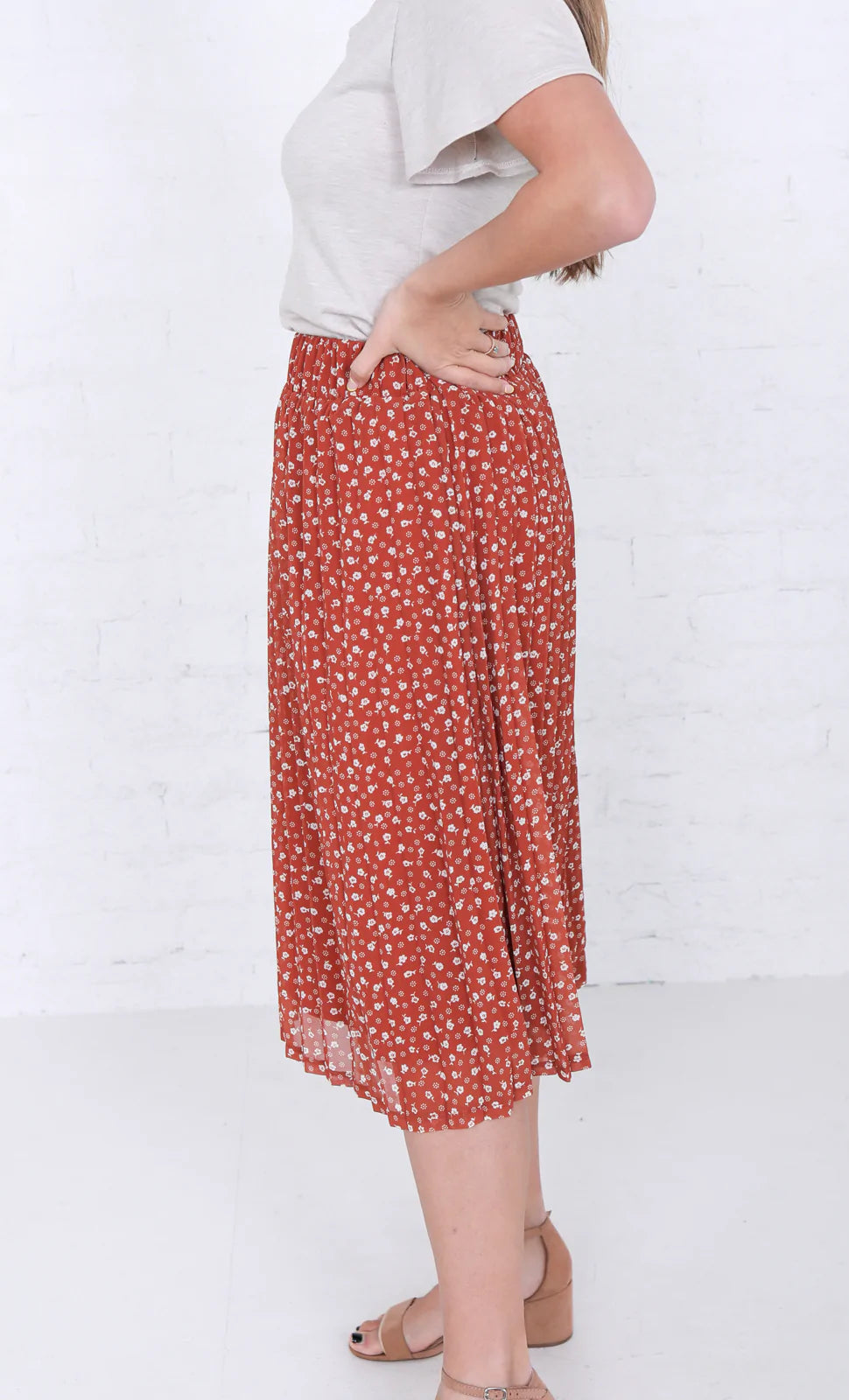Accordion Pleated Skirt in Rust Petunia (Size XL) - Final Sale    mikarose dress Mikarose- Tilden Co.