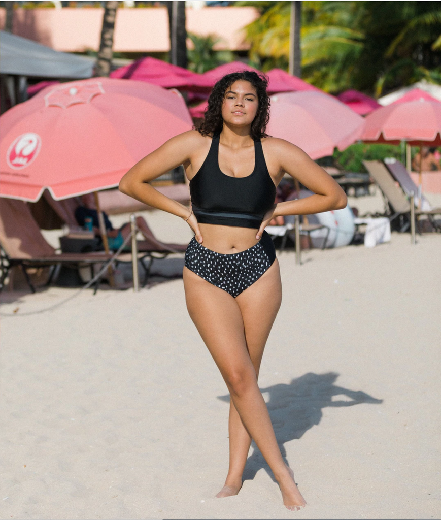 Black Cut Back Crop    Swimwear Nani- Tilden Co.