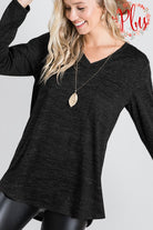 Black Long Sleeve V-Neck Shirt- Final Sale    Shirts & Tops Hemish USA- Tilden Co.