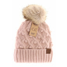 Bobble Knit Fur Pom Beanie Rose Rose  beanie CC Brand Beanies- Tilden Co.