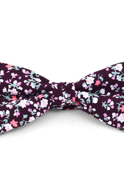 Burgundy Mini Floral Bow Tie    tie BenchPlease- Tilden Co.