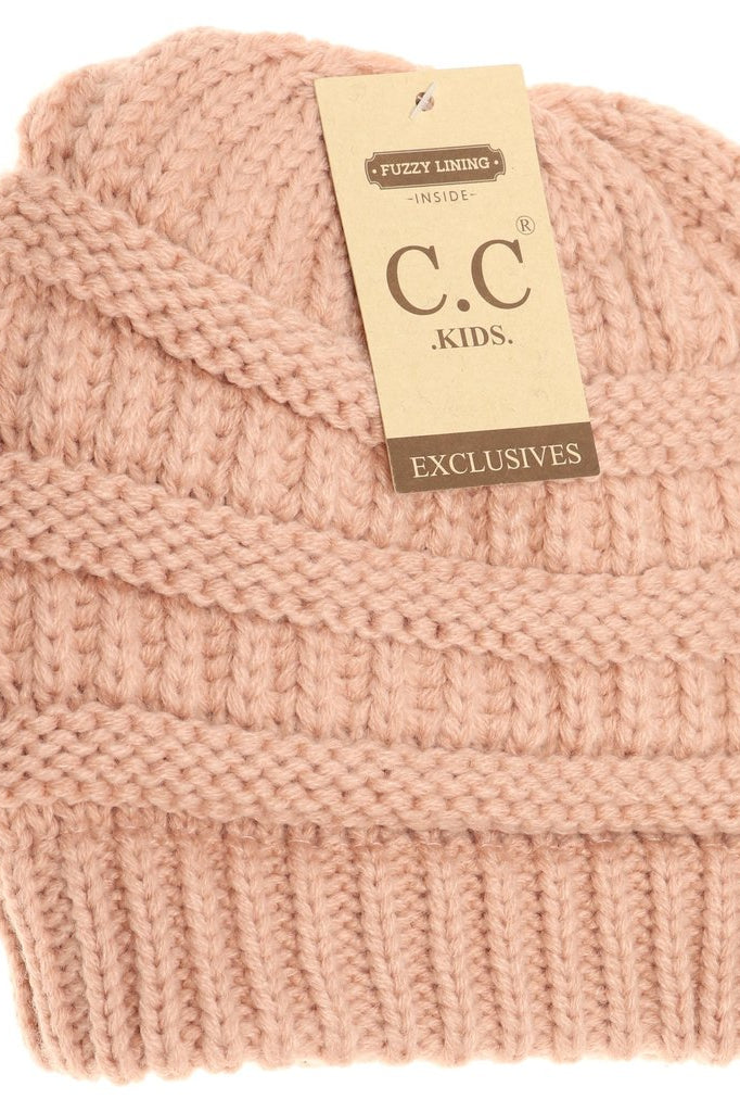CC KIDS Solid Fuzzy Lined Beanie Indie Pink Indie Pink  Kids Beanie CC Brand Beanies- Tilden Co.