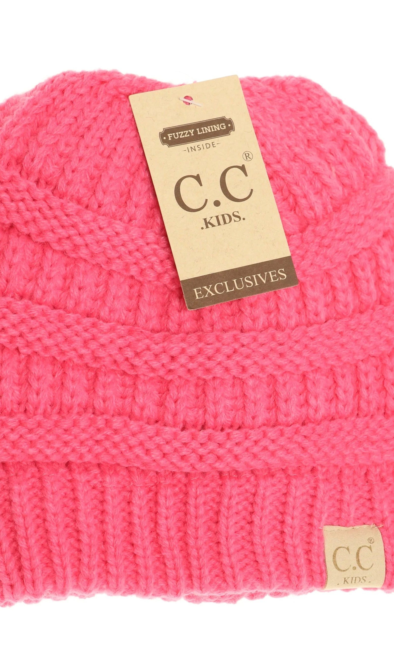 CC KIDS Solid Fuzzy Lined Beanie New Candy Pink New Candy Pink  Kids Beanie CC Brand Beanies- Tilden Co.