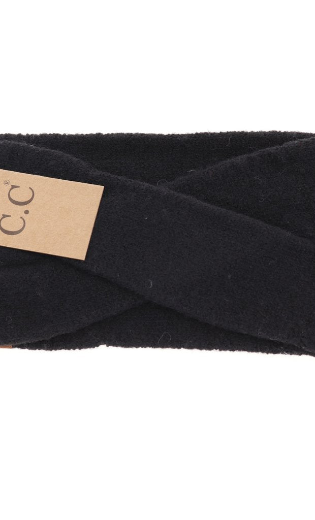 CC Soft Crossed Head Wrap Black Black  gloves CC Brand Beanies- Tilden Co.