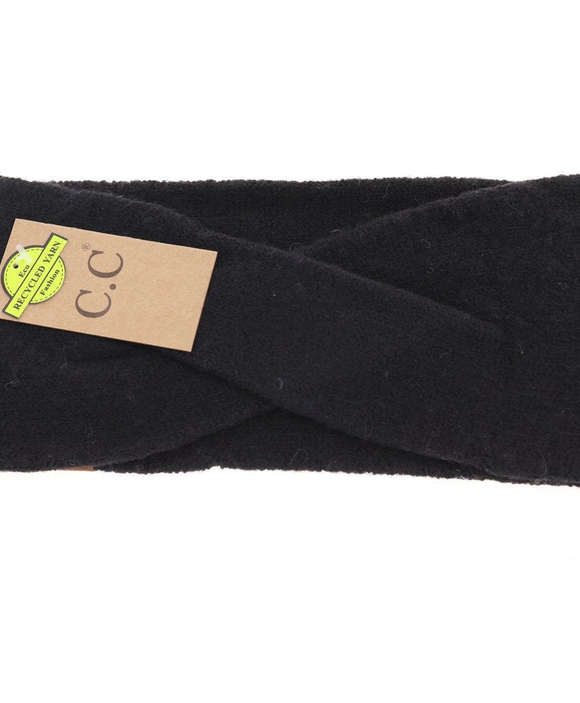 CC Soft Crossed Head Wrap Black Black  gloves CC Brand Beanies- Tilden Co.