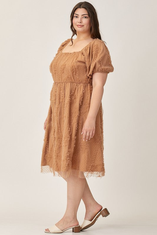 Challis Embroidered Dress in Latte - Plus Size- Final Sale    Dresses Polagram- Tilden Co.