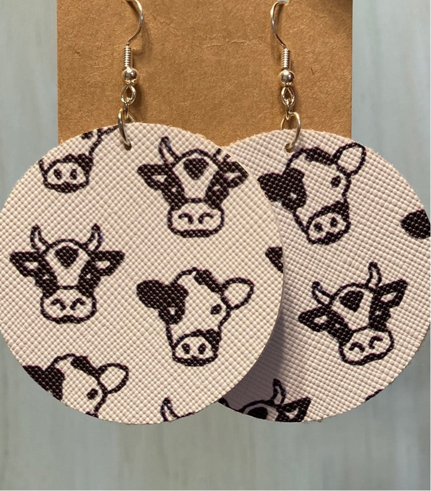 Cow Circles 2” Faux Leather Earrings    Earrings Daydreamer Creations- Tilden Co.