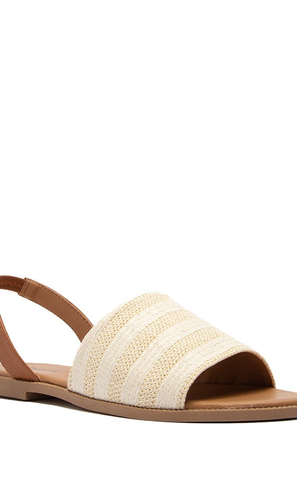 Desmond One Back Slingback Beige Knit Sandal (Size 6)- Final Sale     Qupid Shoes- Tilden Co.