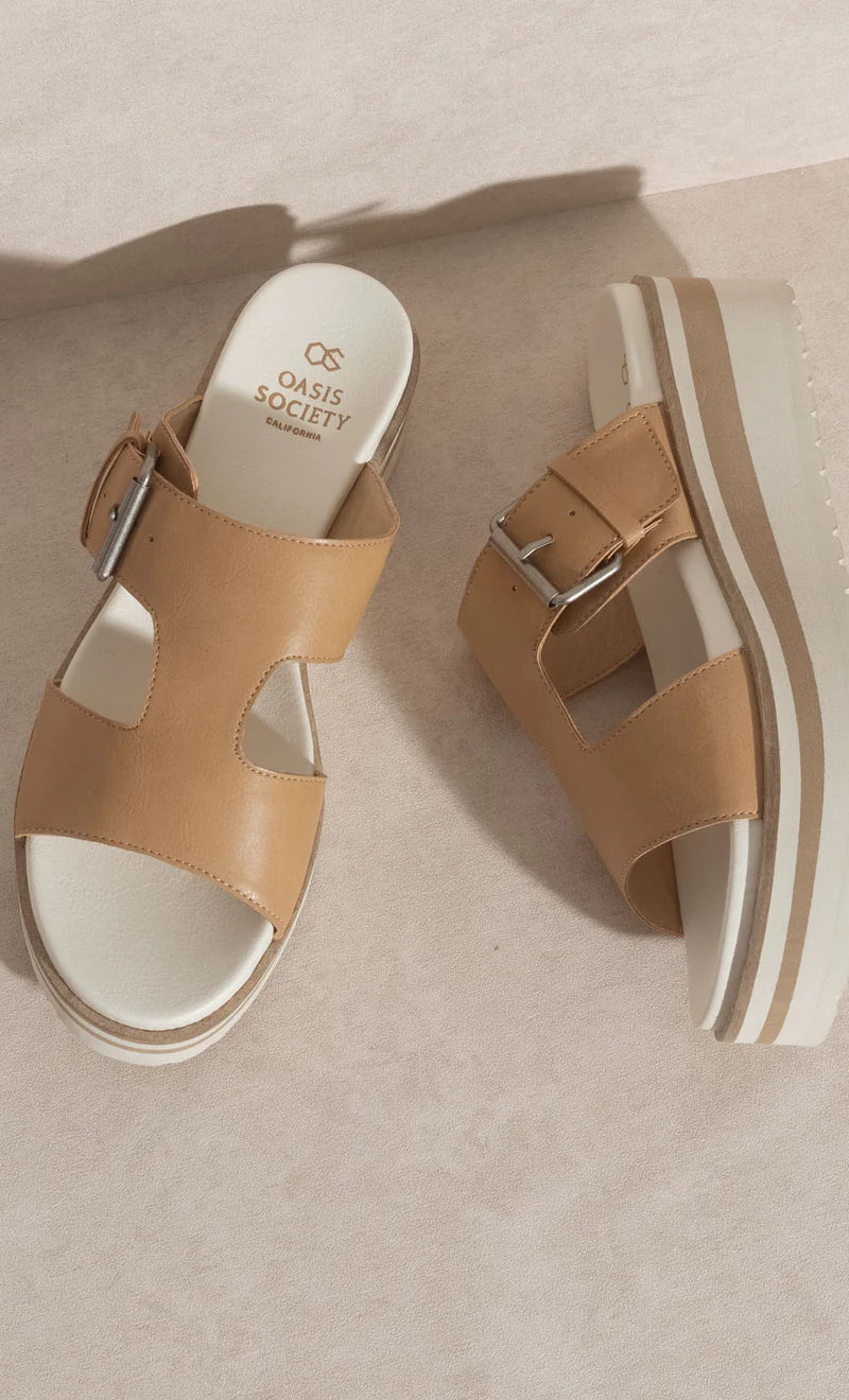 The Ellie Tan | Staple Platform Sandal    Sandals Oasis Society- Tilden Co.