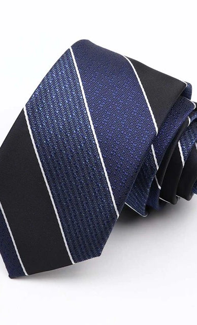 Micah Jacquard Striped Skinny Tie in Navy    tie Tilden Co. LLC- Tilden Co.