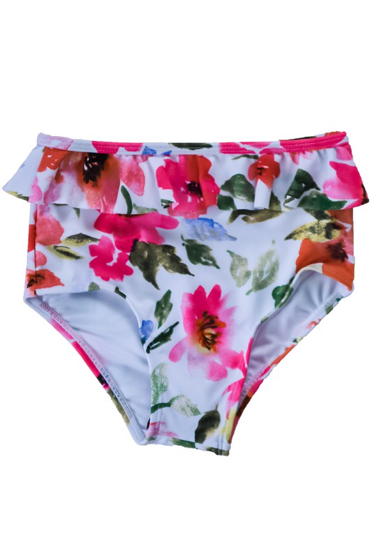 GIRLS Pink Floral Swim Bottoms    Swimwear Coral Reef Swim- Tilden Co.