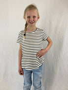 GIRLS Striped Top - Ivory/Black    Shirts & Tops Chris and Carol- Tilden Co.