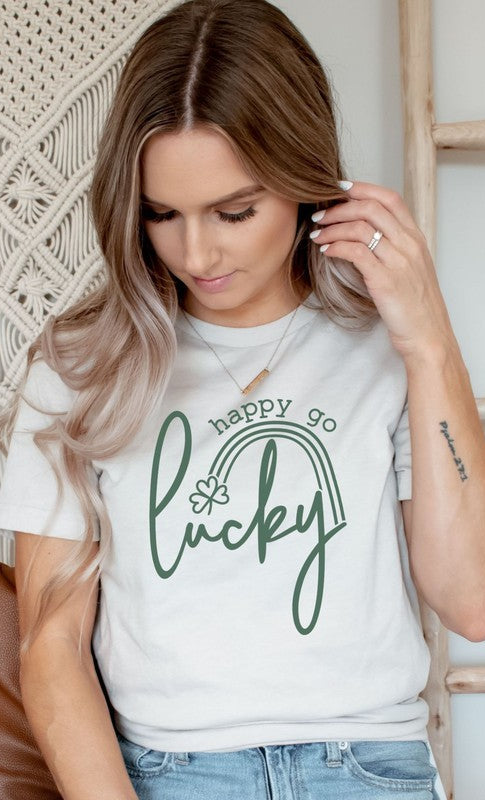 Happy Go Lucky Graphic Tee - Final Sale    Shirts & Tops Honey Tee Apparel- Tilden Co.
