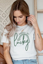 Happy Go Lucky Graphic Tee - Final Sale    Shirts & Tops Honey Tee Apparel- Tilden Co.
