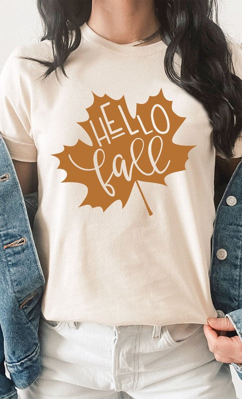 Hello Fall Leaf Graphic Tee - Final Sale    Shirts & Tops Kissed Apparel- Tilden Co.