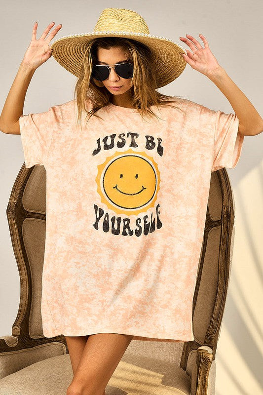 Just be Yourself Graphic T-Shirt Dress    Shirts & Tops BiBi- Tilden Co.