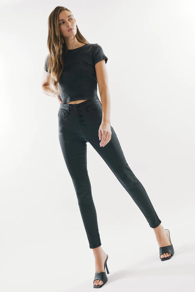 Autumn High Rise Faux Leather Ankle Skinny Pants    Jeans Kancan- Tilden Co.