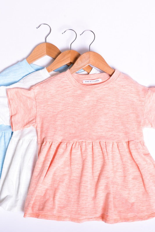 Kids Cotton Blend Short Sleeve Top - Pink    Shirts & Tops Chris and Carol- Tilden Co.