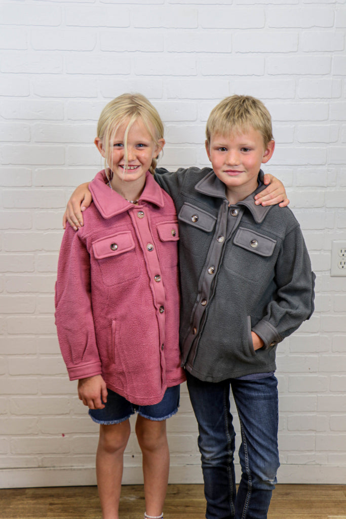 Kids Sherpa Jacket in Grey    Shirts & Tops 12 PM by Mon Ami- Tilden Co.