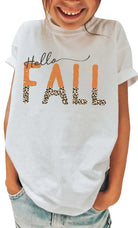 Leopard Hello Fall Kids Graphic Tee - Final Sale    Shirts & Tops Kids Kissed Apparel- Tilden Co.