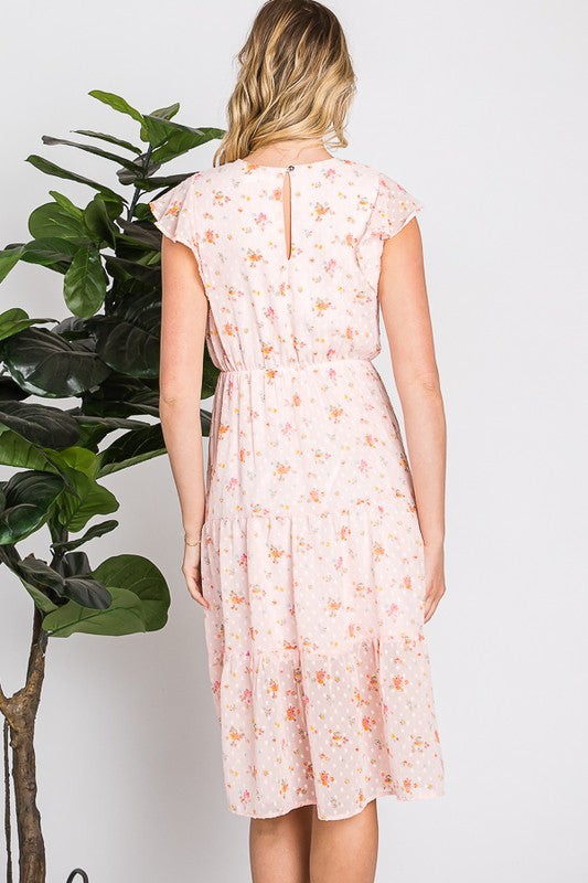 Lilly Swiss Dot Floral Dress in Blush    Dresses Reborn J- Tilden Co.
