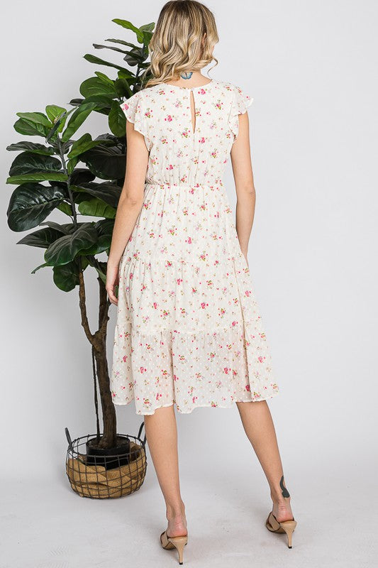 Lilly Swiss Dot Floral Dress in Ivory- Final Sale    Dresses Reborn J- Tilden Co.
