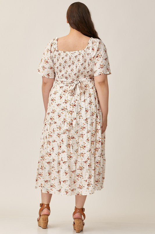 Lizzy Smocked Floral Dress - Plus Size    Dresses Polagram- Tilden Co.