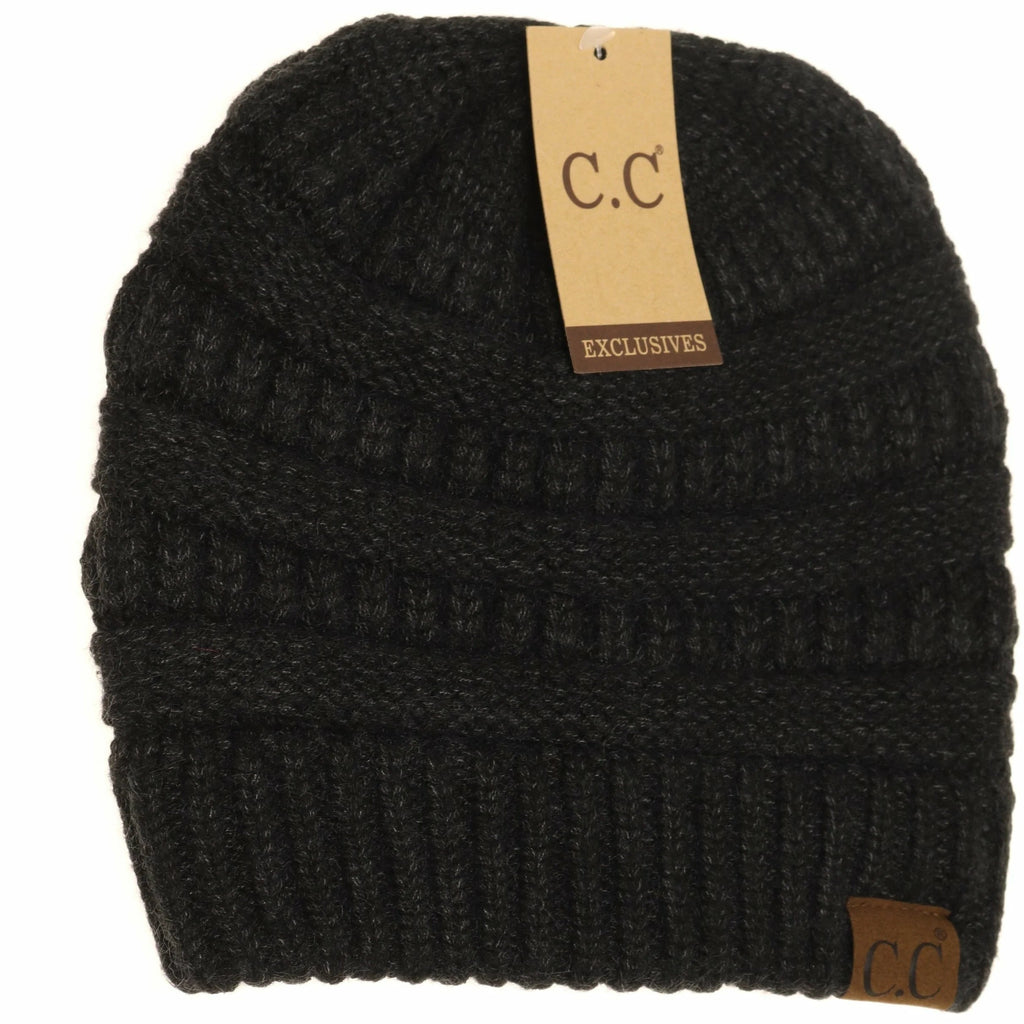 Mixed Soft Yarn CC Beanie Black/Grey Mix Black/Grey Mix  beanie CC Brand Beanies- Tilden Co.