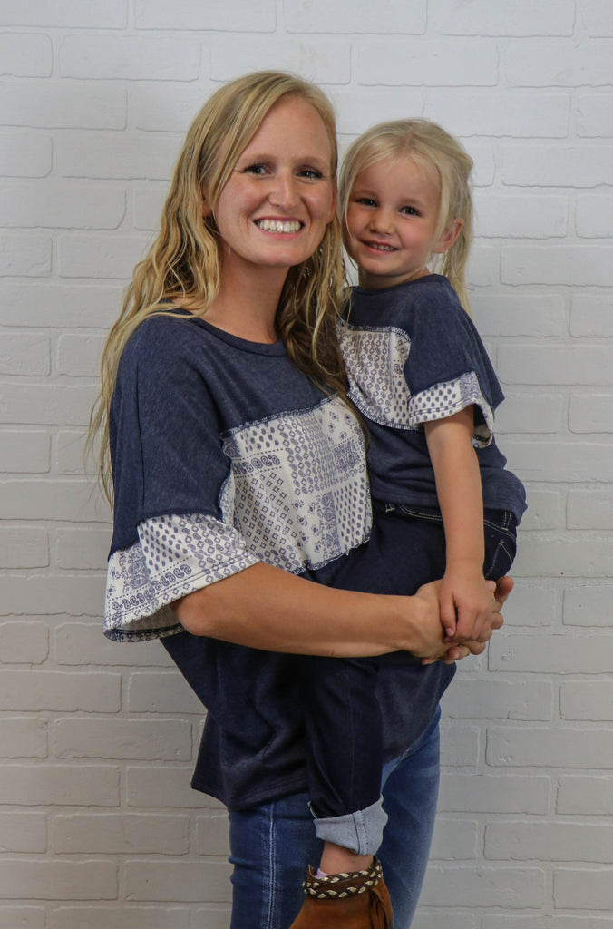 Mommy&Me Paisley Print Color Block Top    Shirts & Tops 12 PM by Mon Ami- Tilden Co.