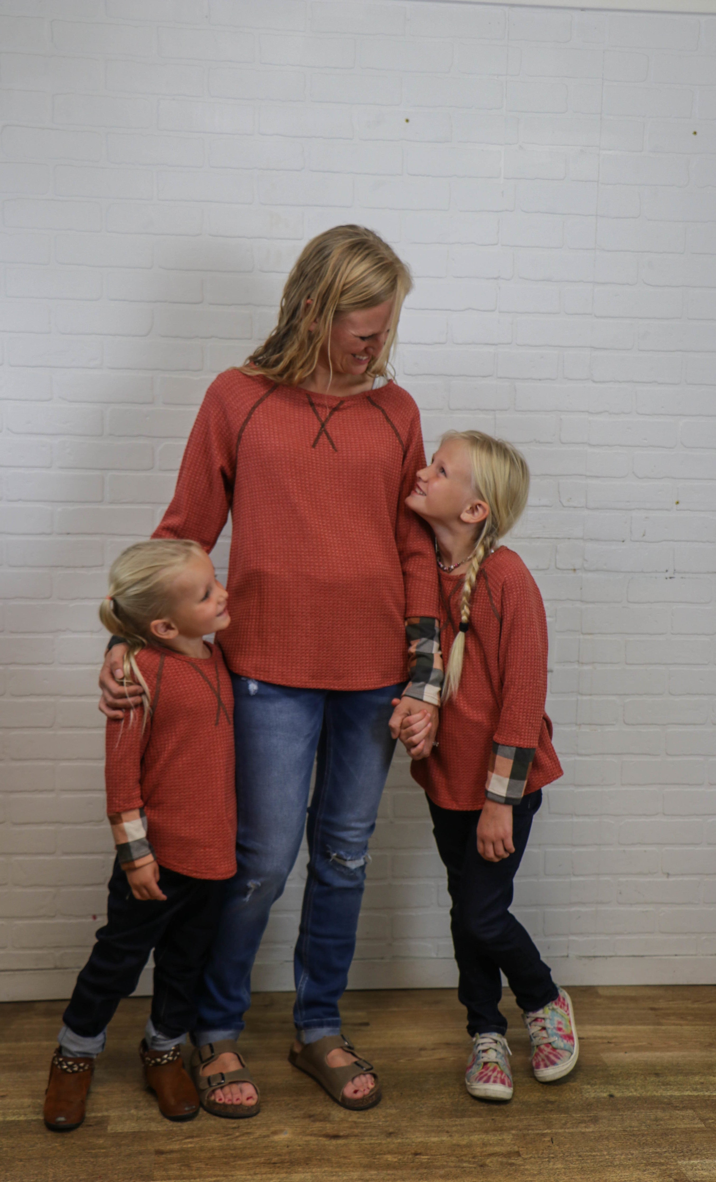 Mommy&Me Plaid Detail Waffle Top    Shirts & Tops 12 PM by Mon Ami- Tilden Co.