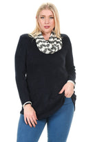 Navy Tunic with Removable Scarf - Plus Size- Final Sale    Shirts & Tops Chris and Carol- Tilden Co.