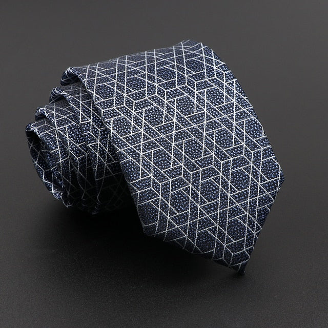 Geometric Skinny Tie in Navy Blue    tie Tilden Co. LLC- Tilden Co.