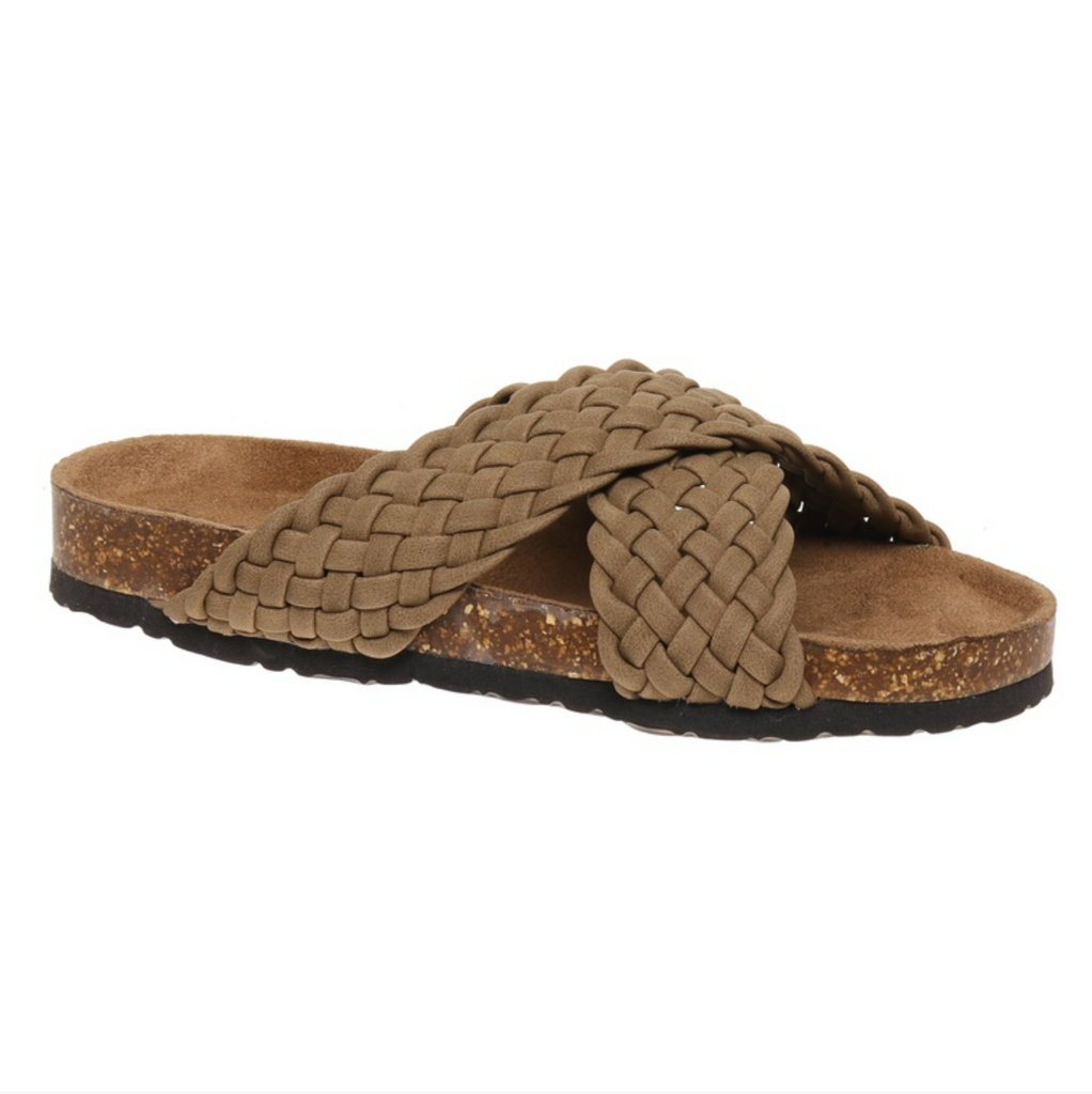 Outwood Bork Slip-on Sandal with Braided Straps in Taupe    Shoes Olem Shoe Corp- Tilden Co.