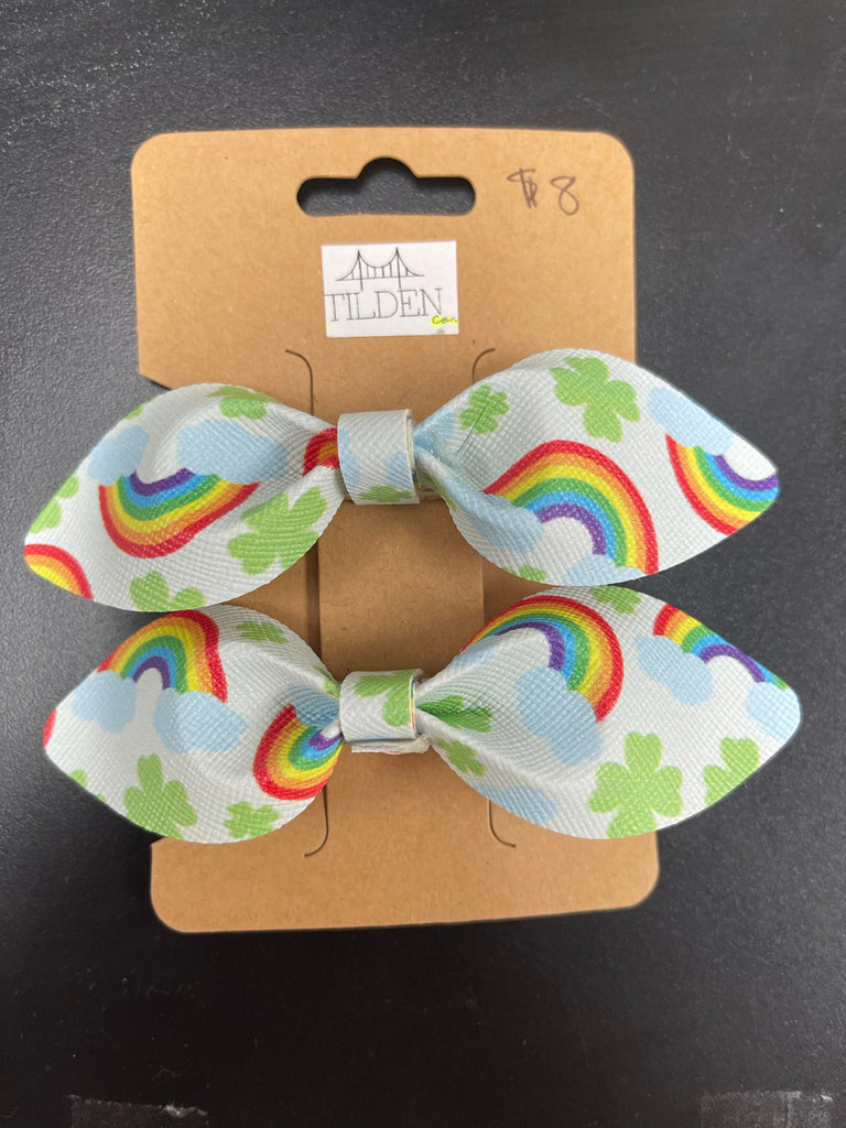 Rainbow Faux Leather Bow Set    earring Daydreamer Creations- Tilden Co.