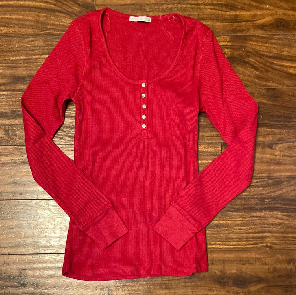 Red Long Sleeve Henley Top    Shirts & Tops Tilden Co. LLC- Tilden Co.