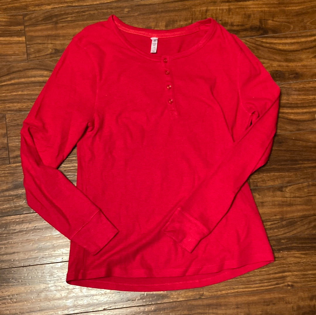 Red Long Sleeve Henley Top - Plus Size    Shirts & Tops Tilden Co. LLC- Tilden Co.