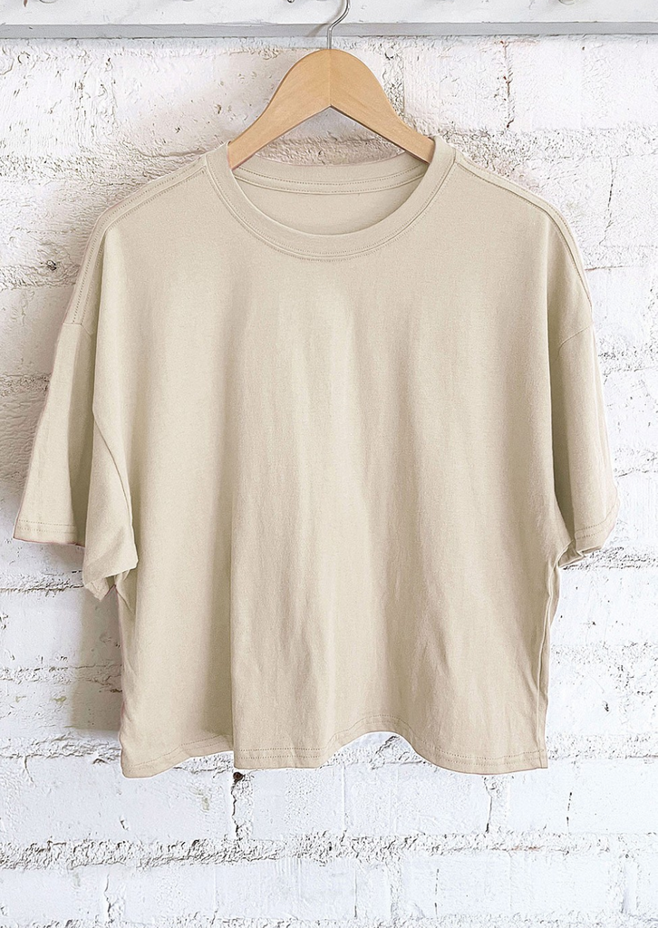 Long Crop Top Stone / Small Stone Small Shirts & Tops Rustee Clothing- Tilden Co.
