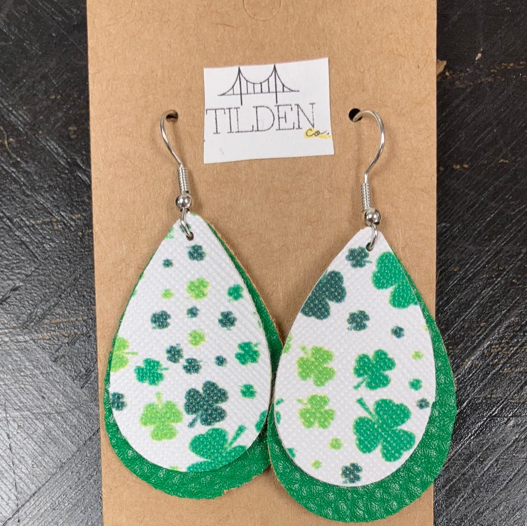 Shamrock 2 Faux Leather Earrings    earring Daydreamer Creations- Tilden Co.