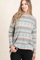 Snowflake Pattern Christmas Sweater    Shirts & Tops BomBom- Tilden Co.