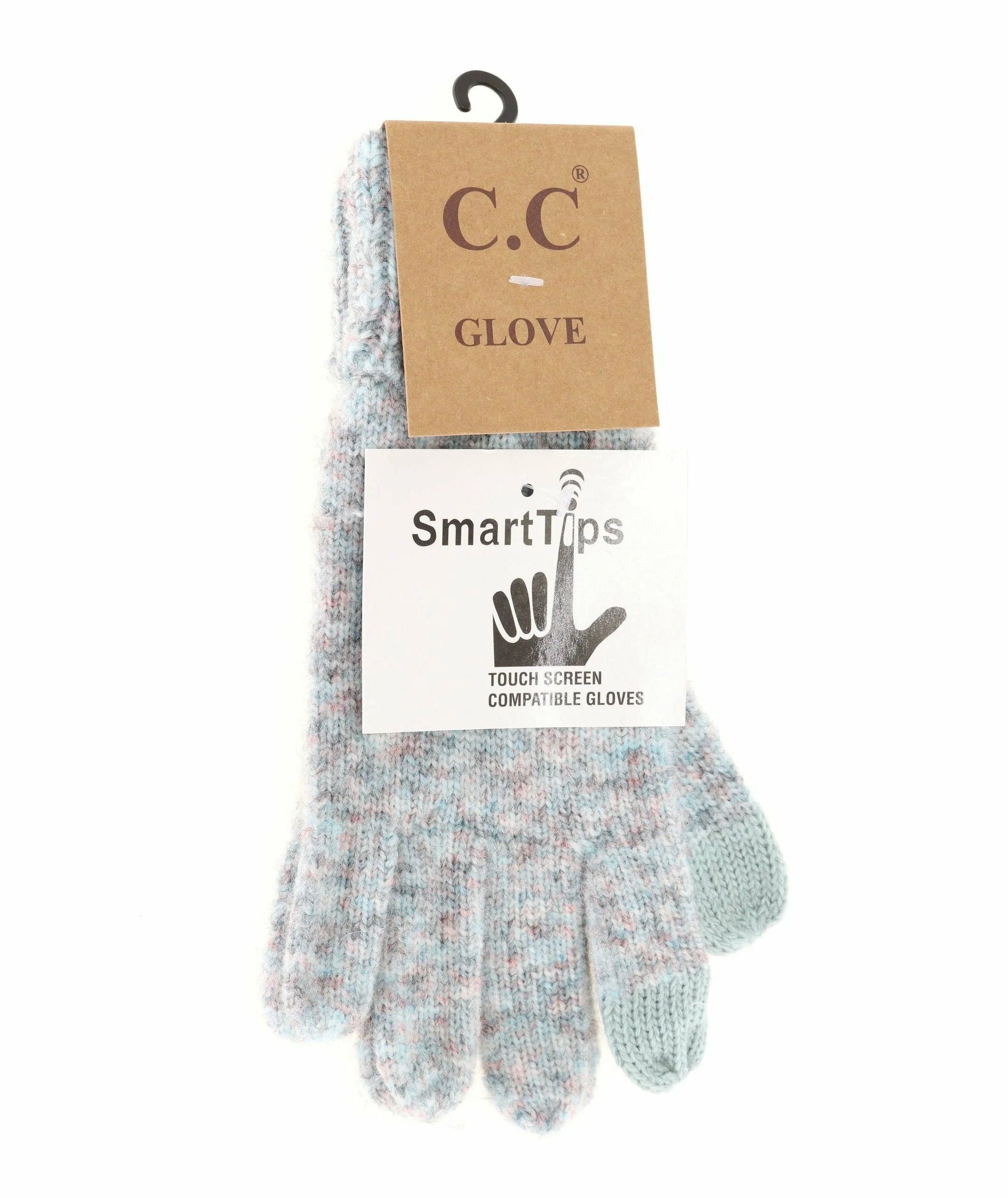 Soft Ribbed Knit Glove Aqua Multi Aqua Multi  gloves CC Brand Beanies- Tilden Co.