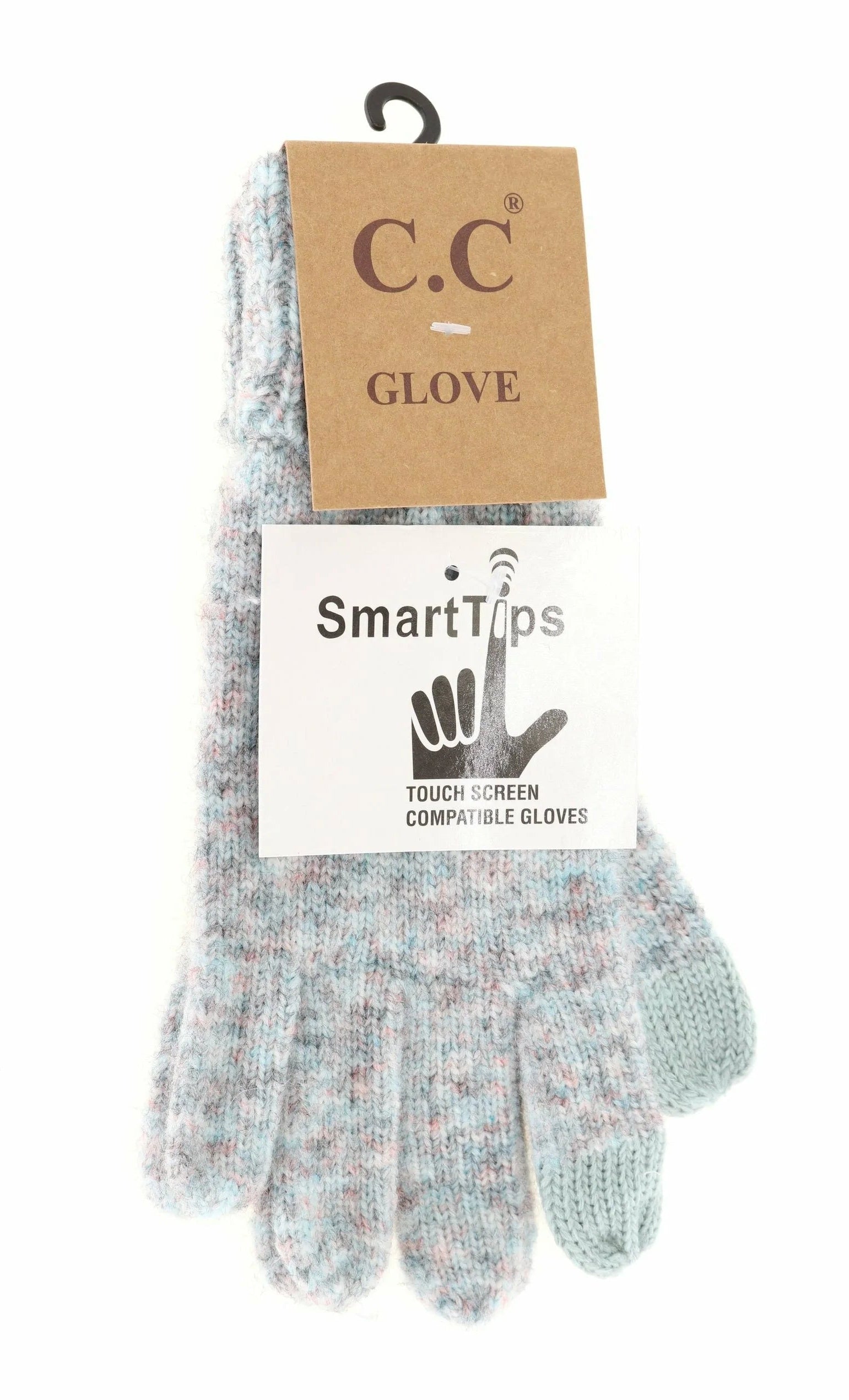 Soft Ribbed Knit Glove Aqua Multi Aqua Multi  gloves CC Brand Beanies- Tilden Co.