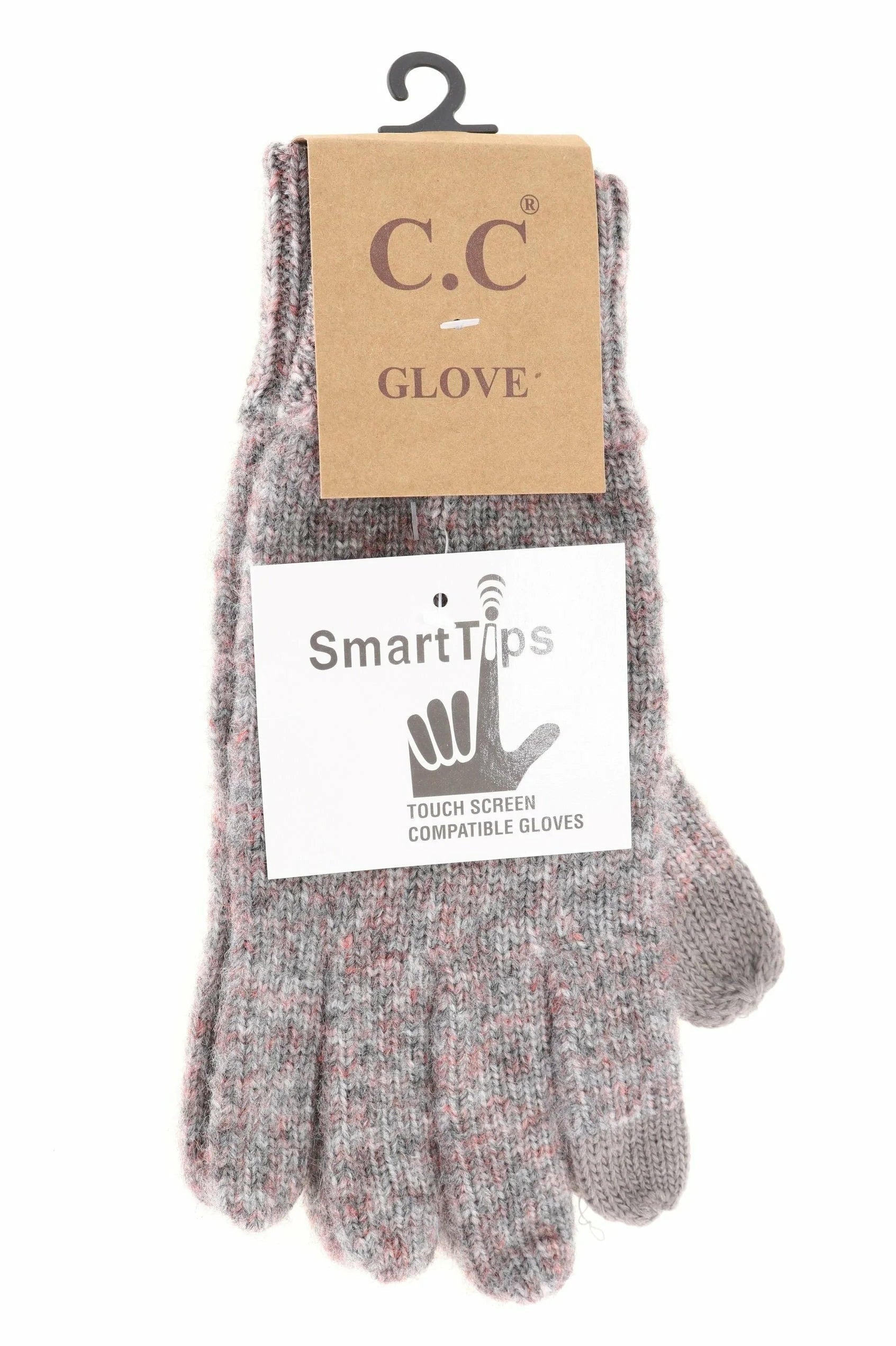Soft Ribbed Knit Glove Dark Grey Multi Dark Grey Multi  gloves CC Brand Beanies- Tilden Co.