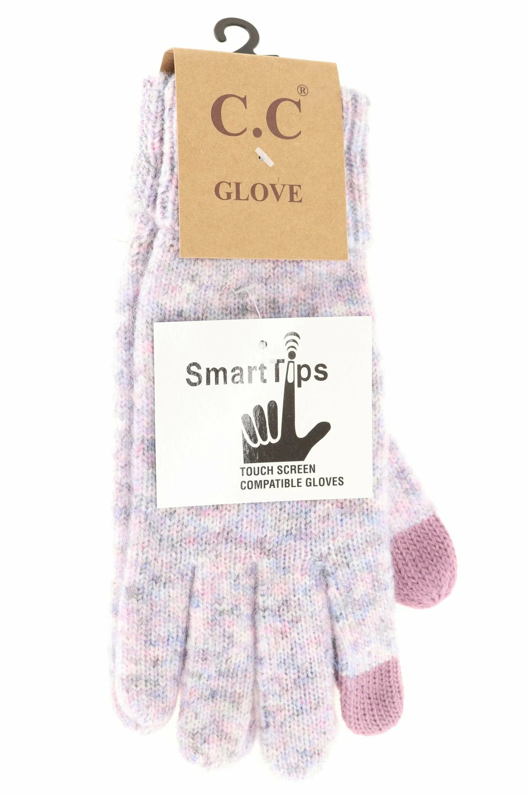 Soft Ribbed Knit Glove Lavender Multi Lavender Multi  gloves CC Brand Beanies- Tilden Co.
