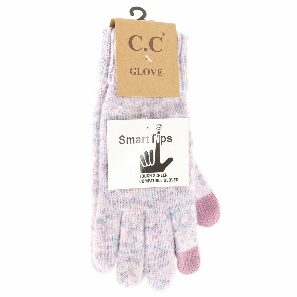 Soft Ribbed Knit Glove Lavender Multi Lavender Multi  gloves CC Brand Beanies- Tilden Co.