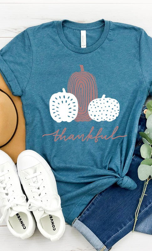 Thankful Pumpkin Tee - Heather Deep Teal    Shirts & Tops Kissed Apparel- Tilden Co.