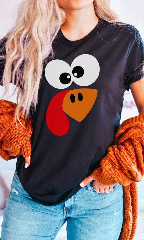 Turkey Face Thanksgiving Graphic Tee- Final Sale    Shirts & Tops Kissed Apparel- Tilden Co.