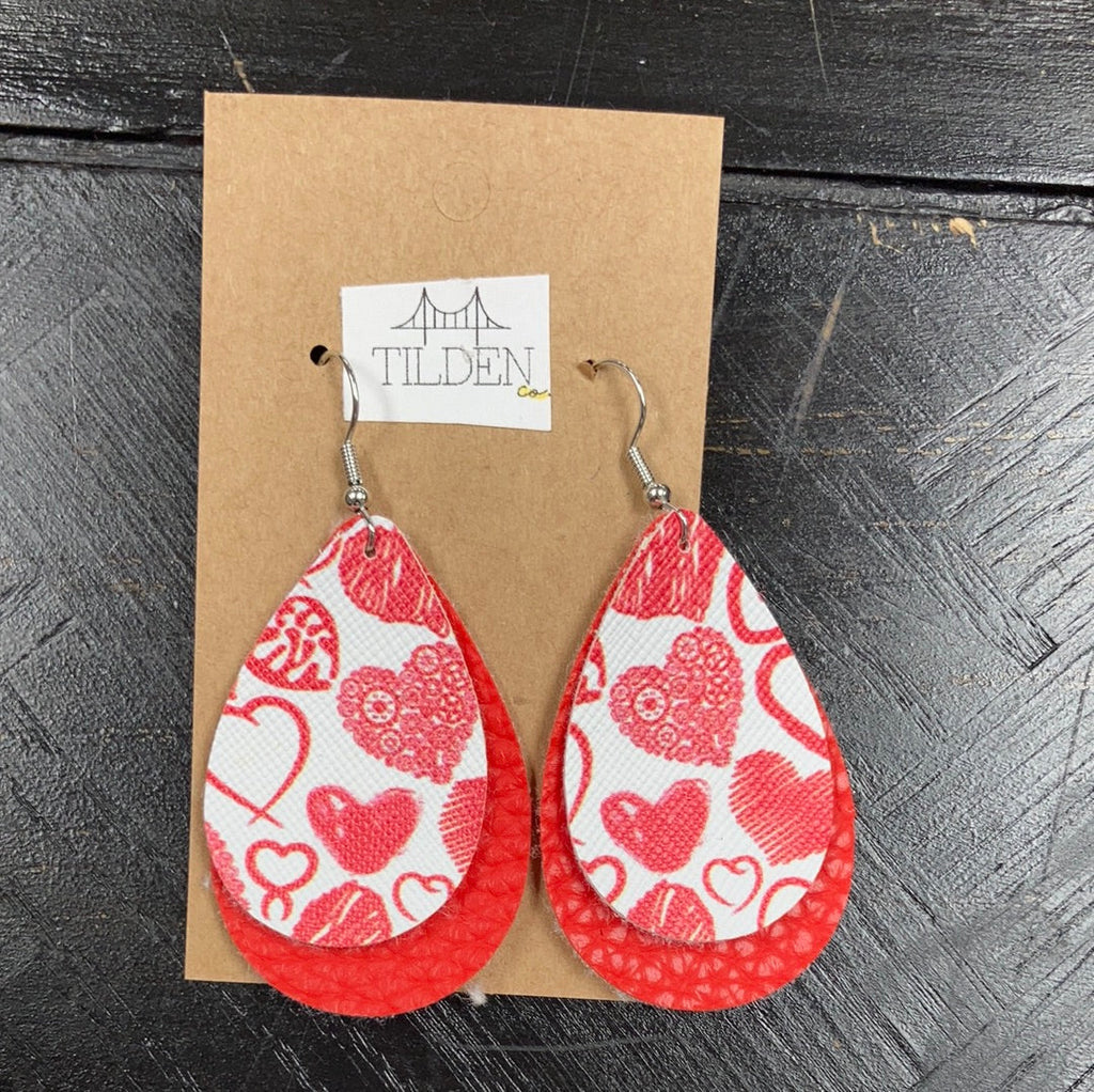 Valentines 2 Faux Leather Earrings     Daydreamer Creations- Tilden Co.