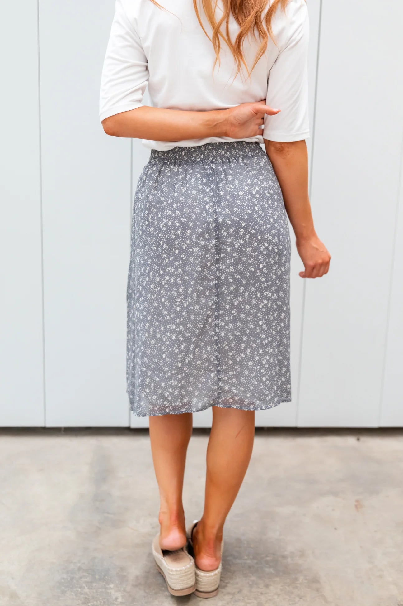 Midi Slip Skirt in Quarry Grey    Skirt Mikarose- Tilden Co.